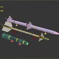 Missile Weapons 3D Models With Different Sizes And Blue White Yellow Design Details