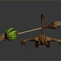 Game Movie Character Monkey Like Warrior With Green Hair Staff Brown Outfit And Blue Stripes