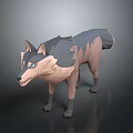 3D Wolf Character With Gray Brown Fur And Blue Eyes In Standing Pose