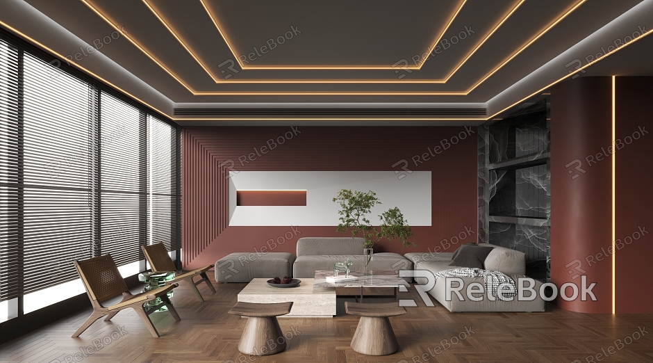 Modern Living Room & Dining Room model