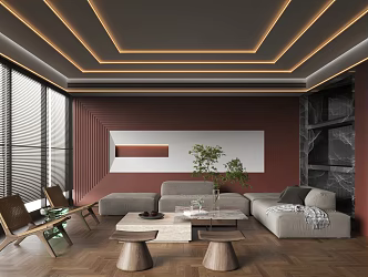 Modern Living Room & Dining Room 3d model