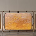 Elegant Modern Screen with Golden Marble Texture and Sleek Metal Frame Design