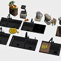 Modern sink vegetable basin embedded sink faucet 3d model