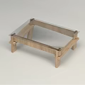 Modern Coffee Table with Wooden Frame and Clear Glass Top Design