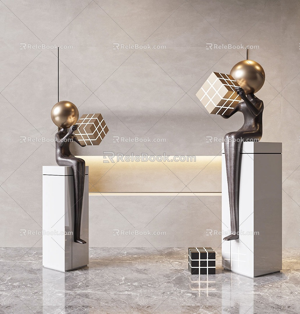 Modern sculpture humanoid decorative ornaments 3d model