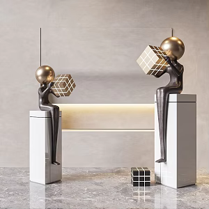 Modern sculpture humanoid decorative ornaments 3d model