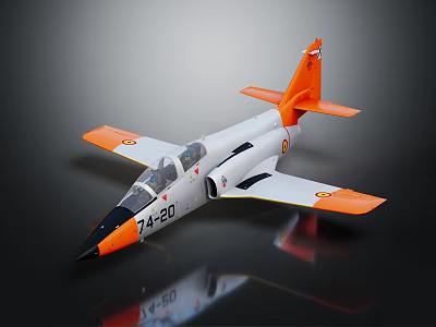 White and Orange Passenger Plane Model Featuring Cockpit Design 74 30 and Reflection 3d model