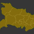 Artistic Wall Decor Map With Green Terrain Yellow Outline And Mountainous Regions