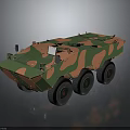 Military Armored Vehicle With Camouflage Pattern 6x6 Wheel Design And Roof Mounted Gear
