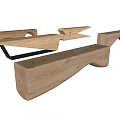 Nordic Solid Wood Bench 3d model