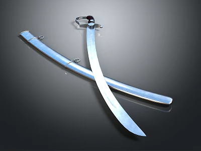 Crossed Silver Swords As Historical Weapon With Metallic Blades On Dark Background 3d model