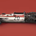 Vintage Racing Car With Number 20 Bridgestone Logo And Red Stripes