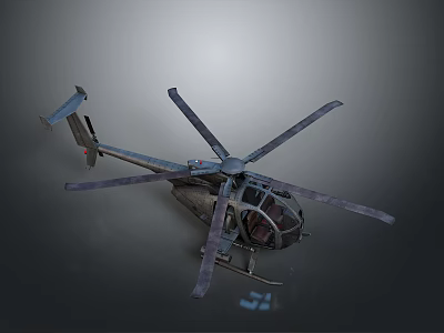 Detailed Utility Helicopter Model With Rotor Blades Cockpit And Landing Gear 3d model