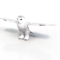 Snowy Owl With Outstretched Wings Standing On White Background In Realistic Pose