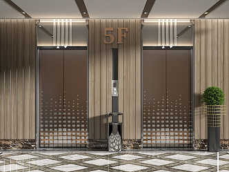 modern elevator hall elevator car 3d model