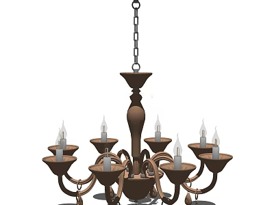 Elegant Traditional Candle Style Metal Chandelier With Multiple Arms Hanging From Chain 3d model