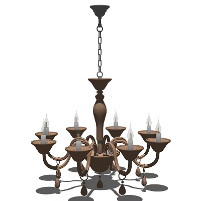 Elegant Traditional Candle Style Metal Chandelier With Multiple Arms Hanging From Chain 3d model