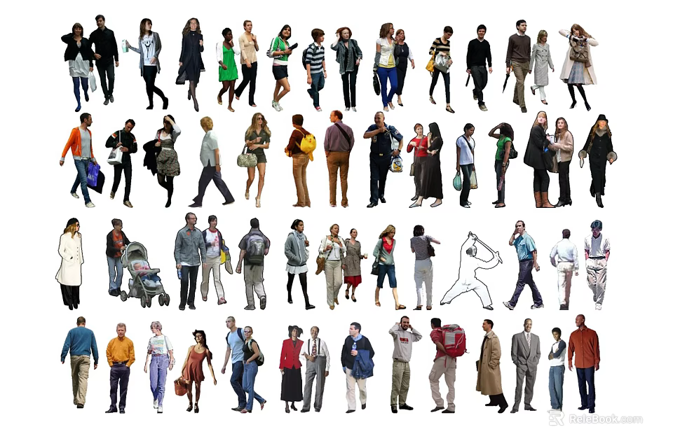 Diverse People in Various Poses with Casual and Formal Clothing Styles 3d model 
