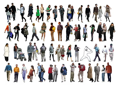 Diverse People in Various Poses with Casual and Formal Clothing Styles 3d model