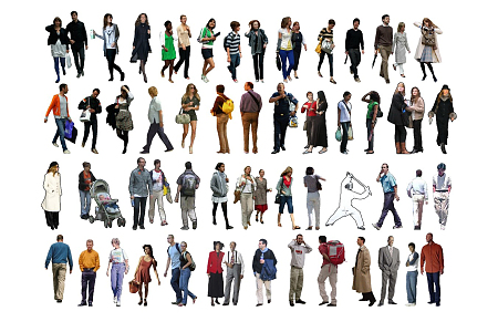 Modern multi-person background people flat figure 3d model