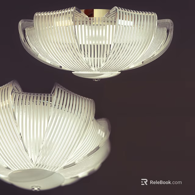Modern Transparent Ceiling Lights With Ribbed Glass Design And Elegant Lighting Effect 3d model 