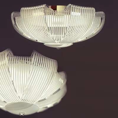 Modern Transparent Ceiling Lights With Ribbed Glass Design And Elegant Lighting Effect 3d model