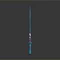 Decorative Blue Sword With Purple Blue Hilt And Intricate Dragon Design