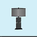 Minimalist Modern Table Lamp With Square White Shade And Black Gray Base