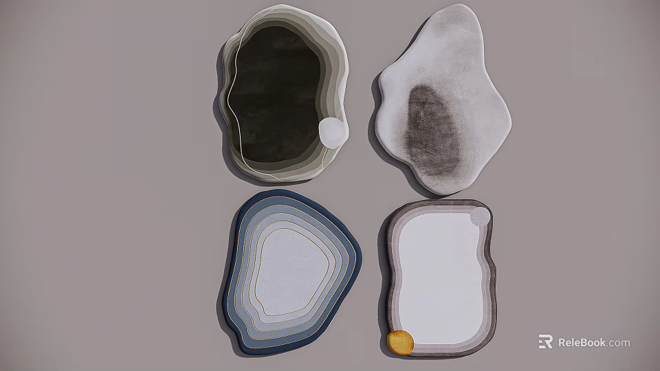 Shaped Carpets With Four Unique Shapes Modern Colors And Textured Patterns 3d model 