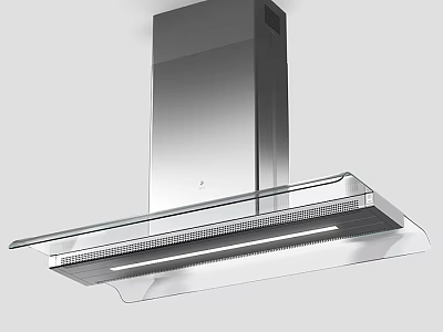 Modern Stainless Steel Kitchen Range Hood With Glass Panel And Built in Lighting 3d model