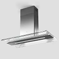 Modern Stainless Steel Kitchen Range Hood With Glass Panel And Built in Lighting