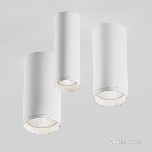 Sleek Modern Downlights And Spotlights With White Cylindrical Design And Bright Lighting 3d model 