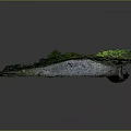 Lush Green Vegetated Long Structure With Curved Design And Stone Base