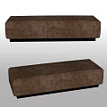 Modern Brown Padded Upholstered Ottoman With Textured Fabric And Black Base