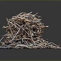 Natural Wood and Stone Raw Materials Piled Together as Construction Supplies