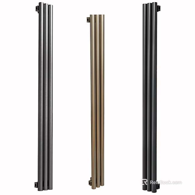 Modern Sleek Metal Cabinet Handles in Black Gold and Bronze Decorative Design 3d model 