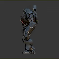 Sci Fi Mechanical Robot 3D Model With Blue Armor And Red Core