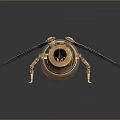 Steampunk Mechanical Bee With Golden Body Transparent Wings And Colorful Patterns