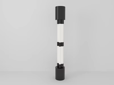 Modern Floor Lamp with Black and White Cylindrical Structure and Vertical Light Tube 3d model