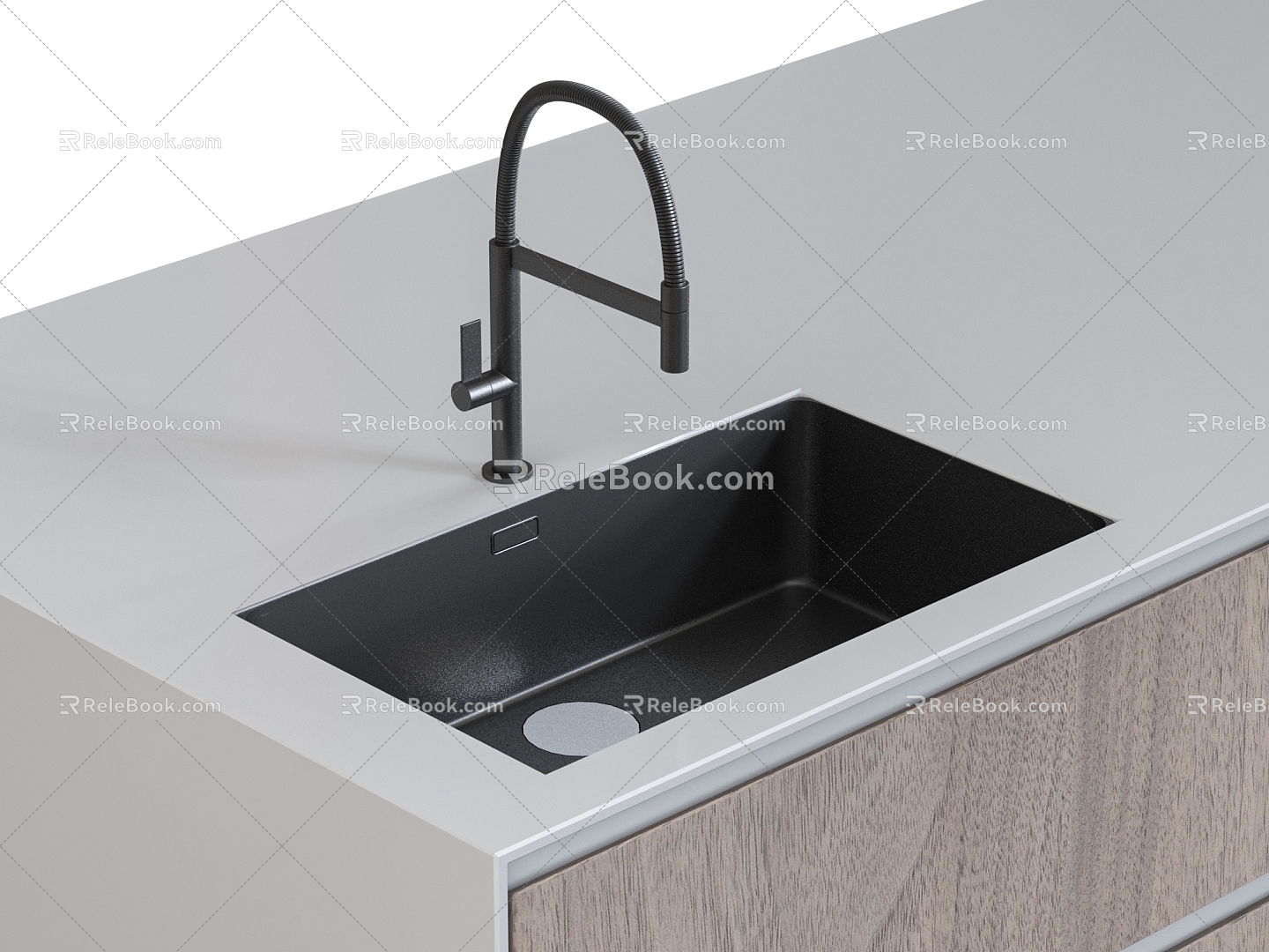 Modern sink vegetable basin embedded sink faucet 3d model