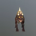 Mythical Lizard Creature In Dynamic Running Pose With Spiked Back Long Tail Yellow Eyes