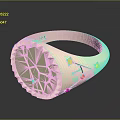 Elegant Gold Ring Featuring Constellation Pattern Small Diamonds And Textured Band 3d model