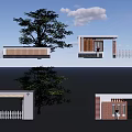 Modern Entrance Gate Design With White Fence Tree Brick Wall And Wooden Accents
