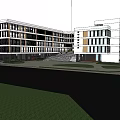 Modern School Campus With Multi Storey White Beige Buildings Greenery And Flower Beds