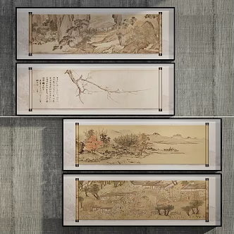 New Chinese Style Decorative Hanging Painting 3d model