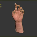 Pink Human Hand With Palm Up Making Specific Gesture Against Dark Background With Reflection 3d model