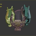 Decorative Ornate Harp Collection With Intricate Designs And Color Variations