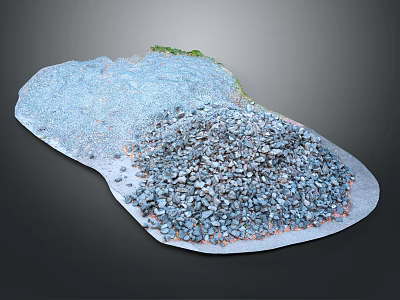 Natural Blue Gray Stone Gravel Pile On Concrete Platform For Landscaping 3d model