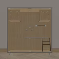 Wooden Garden Decorative Structure With Glass Door And Multi Layer Shelves And Ladder