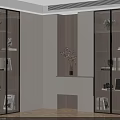 Modern Built in Bookcase Interior Design With Glass Doors Books Decorations And Drawer Cabinet